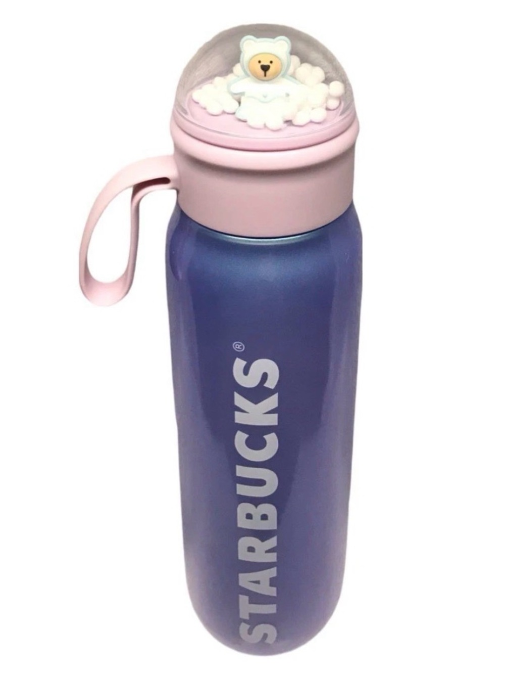 Starbucks - BEAR SNOW GLOBE - 24oz Water Bottle magnetic Lid Charm 2025 NEW
